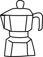 Simple black and white line art of a Moka pot.