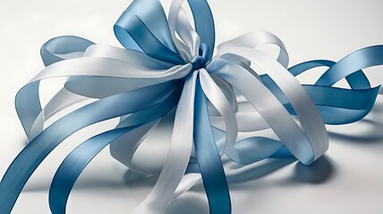 Elegant Blue and White Ribbon Bow Design
