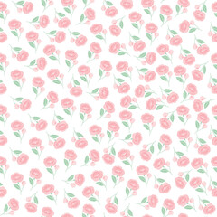 Fototapeta premium coquette seamless pink flowers pattern. Delicate petals and vibrant blossoms create an artistic and vintage botanical illustration. Perfect for wallpaper, fabric, wrapping paper and more.