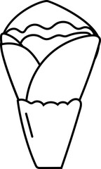 Line Art of Japanese Crepe Dessert in Cone.