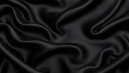 Obraz premium Black gray satin dark fabric texture luxurious shiny that is abstract silk cloth background with patterns soft waves blur beautiful, watercolor