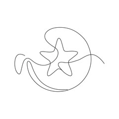 A single star inside a circle line art illustration