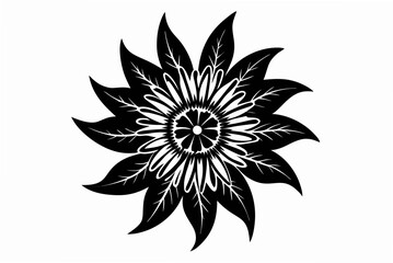 Passionflower flower silhouette black color vector illustration