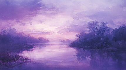 Fototapeta premium A lavender sky at dusk with soft fading clouds, creating a calm and tranquil atmosphere.