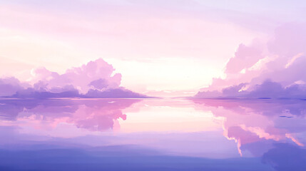 Fototapeta premium A lavender sky at dusk with soft fading clouds, creating a calm and tranquil atmosphere.