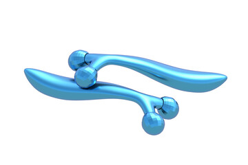 Two ball face rollers isolated on white background. Metal massager. Cosmetic accessories. Skincare tool. 3d render