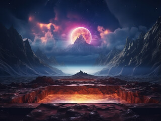 Fantastic Fantasy Landscape neon background