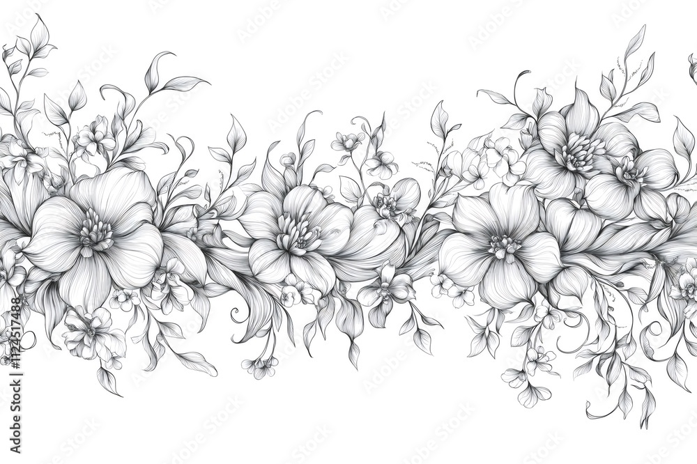 Poster intricate floral vines intertwine, creating a delicate and beautiful border, perfect for adding a to