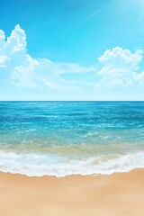 Obraz premium A beautiful blue ocean with a few clouds in the sky