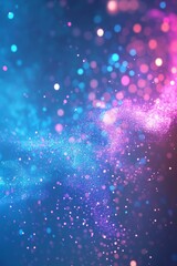 Fototapeta premium An enchanting display of vibrant colors with shimmering particles in blue, pink, and purple tones.