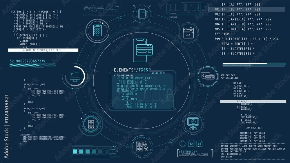 Poster animated infographics about accountancy and programming.