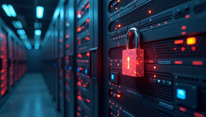 Secure Data Center with Lock - Protecting Digital Assets