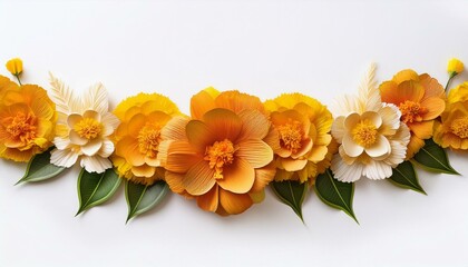 Fototapeta premium Garland flower border plant nature petal on isolate white background