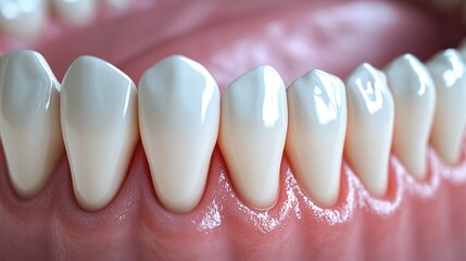 Close-up view of healthy human teeth and gums.