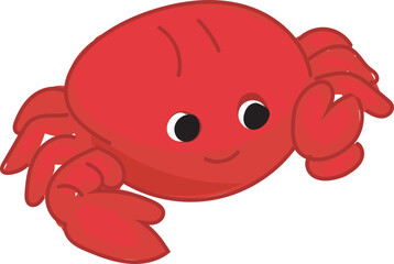 Vector illustration of a cute cartoon red crab with big eyes.