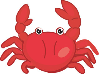 Vector illustration of a cute cartoon red crab with big eyes.