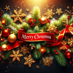 christmas greeting card with christmas tree