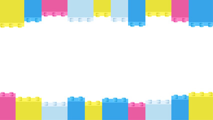 かわいい三原色と白色のおもちゃブロックのヘッダーフッター　16：9