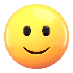 Slightly happy 3D png emoticon sticker, transparent background