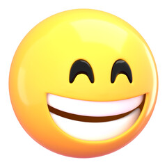 3D emoticon png grinning smile sticker, transparent background