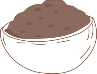 Line Art of Bowl with Cocoa Powder.