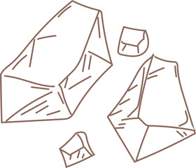 Brown Line Art of Ice Cubes Illustration.