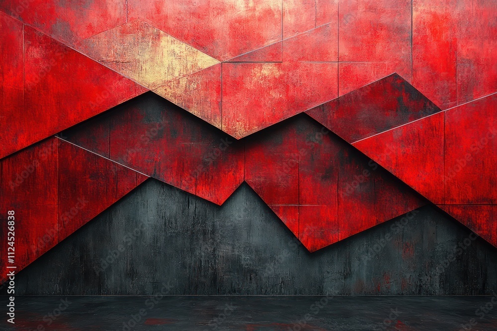 Poster dynamic red black angular shapes dramatic lighting effects geometric design background modern abstra