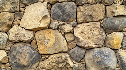 Fototapeta premium Irregularly shaped stones form a rustic stone wall