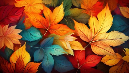Colorful autumn leaves frame