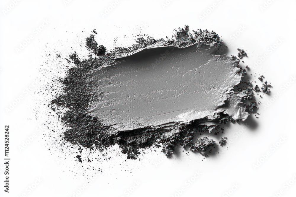 Poster Abstract Gray Paint Smudge on White Background Minimalism Texture Light Shadow