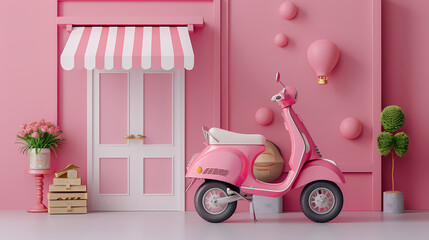 Pink Vespa Delivery Scene 