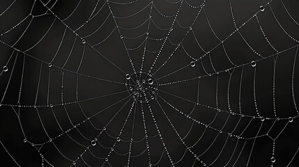 Obraz premium A spider web covered in water droplets.