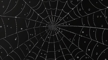 Obraz premium Close-up of a spider web with water droplets.