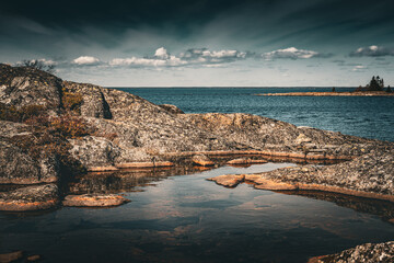Rocks by the sea  in the Bothnian Sea at Holmön in Sweden.