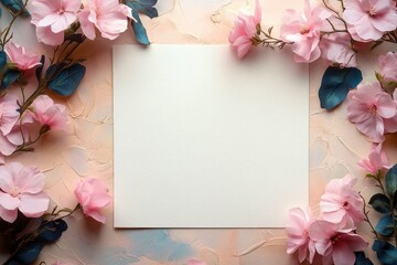 wedding stationary template mockup with flowers romantic minimalist design blank card greeting invitation love nature spring beauty