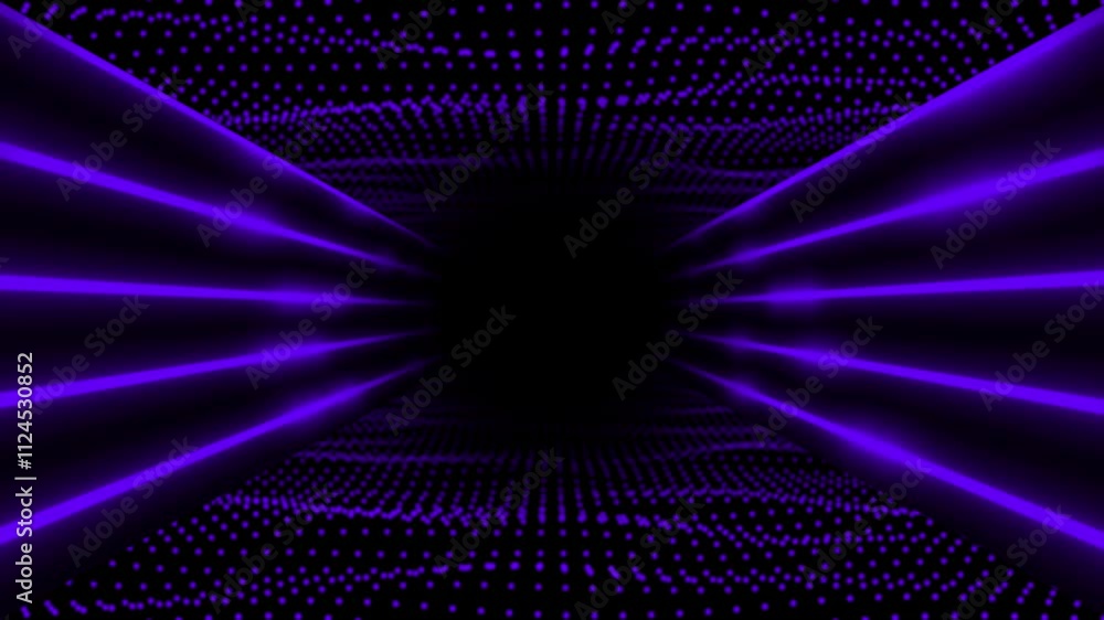 Aufkleber purple color circular dots neon lines 3d tunnel modern design loop-able dark geometrical background