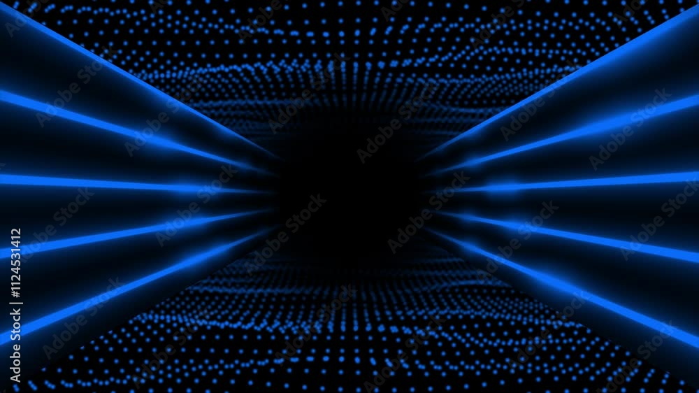 Aufkleber royal blue color circular dots neon lines 3d tunnel modern design loop-able dark geometrical backgro