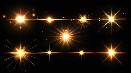 Naklejka premium Set of Lens flare effects for overlay designs or screen blending mode. 