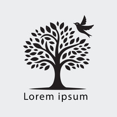 Obraz premium Black and white tree silhouette logo design