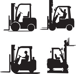 Forklift Silhouettes Collection - Industrial Equipment Icons