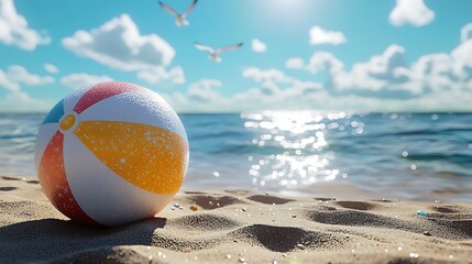 Obraz premium Beach Ball Summer Fun Ocean Sand and Sun