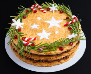Mille-feuille with chocolate cream, white stars