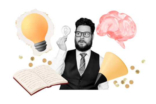 PNG creative education collage remix, transparent background