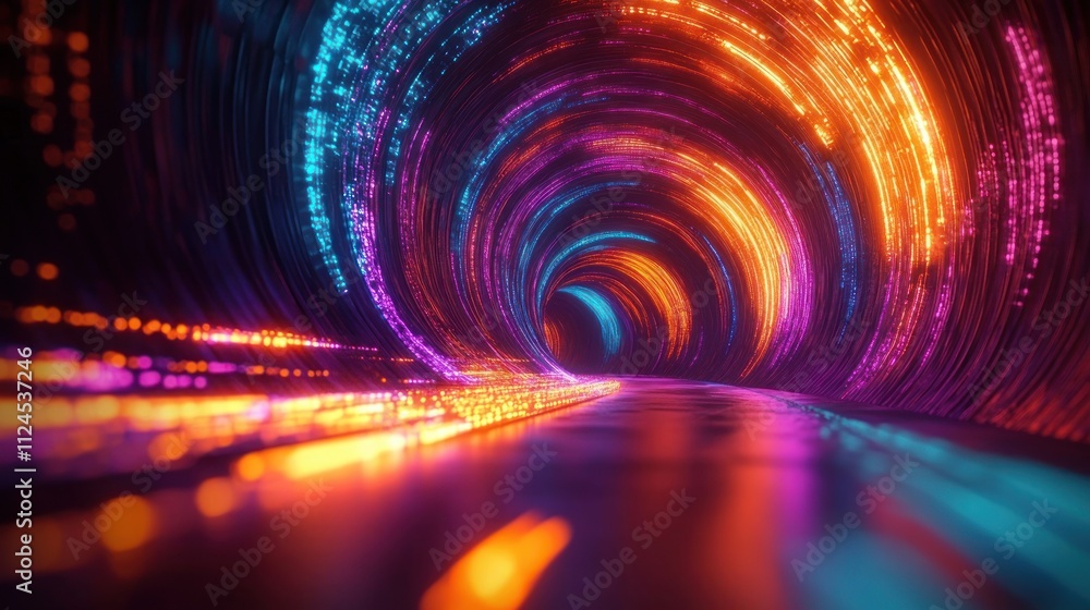 Poster futuristic abstract digital background with neon colors and dynamic motion