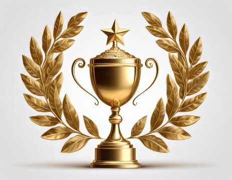 vector Trofeo 3d y laurel de oro