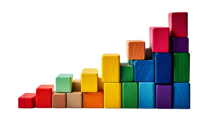 Obraz premium Colorful Representation Of Wooden Blocks Chart on White Background 