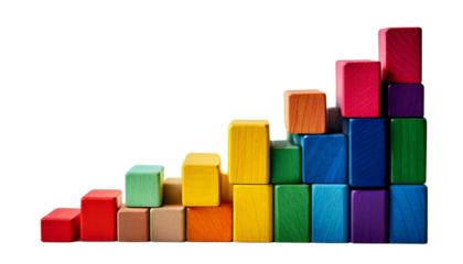 Colorful Representation Of  Wooden Blocks Chart on White Background
