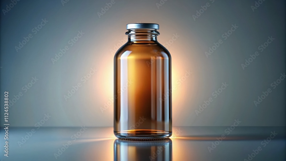 Aufkleber 3d architectural rendering of an empty medical glass bottle on a minimalist surface with soft lighti