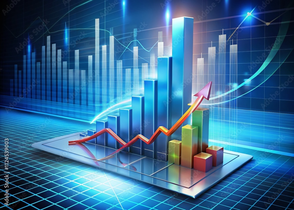Aufkleber 3d business chart with dynamic elements representing growth, analysis, and strategy in a professiona