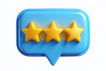 Fototapeta premium 3D Illustration of a Speech Bubble Featuring Three Yellow Stars, Perfect for Creative Projects and Visual Communication Needs in Digital Media